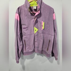 Vintage 80s 90s Puma Faded Medium Jacket Purple Green Retro RARE!